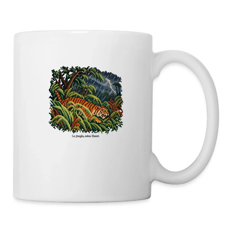 Surpris ! en pixel art sur Mug en céramique · blanc