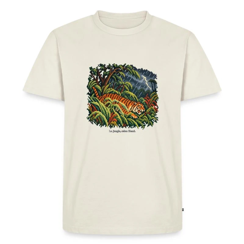 Surpris ! en pixel art sur T-shirt Premium bio Homme · blanc cassé