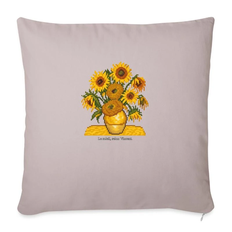 Les Tournesols en pixel art sur Housse de coussin 45 × 45 cm · taupe clair