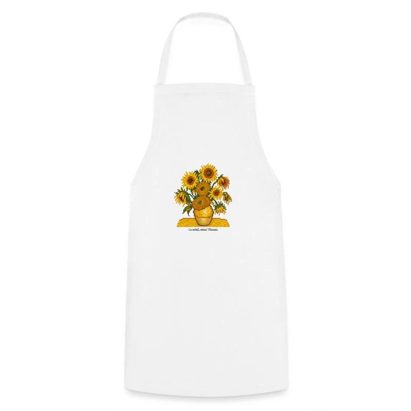 Les Tournesols en pixel art sur Tablier de cuisine · blanc