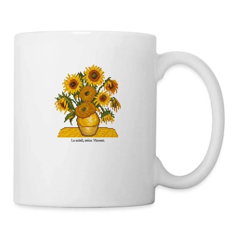 Les Tournesols en pixel art sur Mug en céramique · blanc