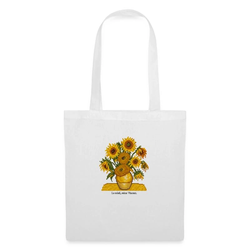Les Tournesols en pixel art sur Sac en tissu · blanc
