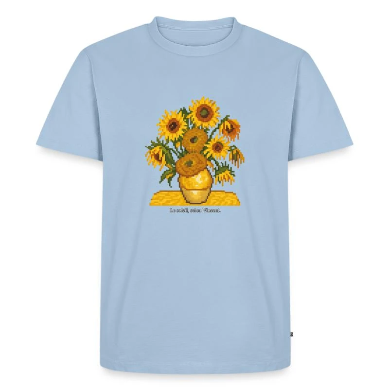 Les Tournesols en pixel art sur T-shirt Premium bio Homme · bleu clair