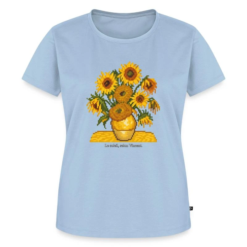Les Tournesols en pixel art sur T-shirt Premium bio Femme · bleu clair