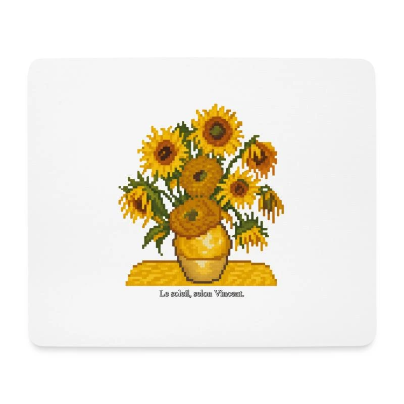 Les Tournesols en pixel art sur Tapis de souris · blanc