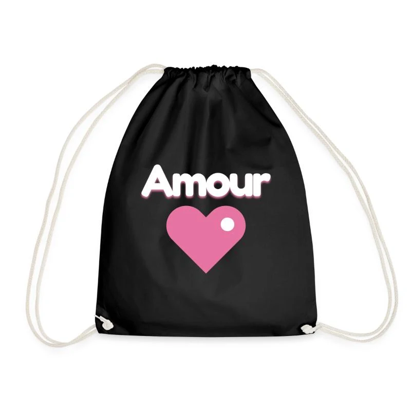 Amour — Cœur rose — Sac de sport léger, noir