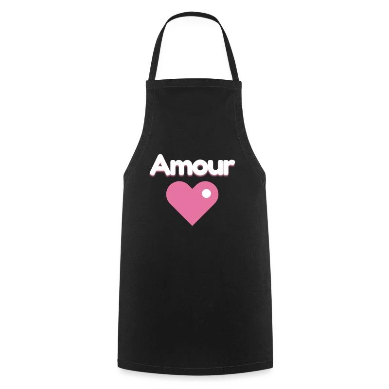 Amour — Cœur rose — Tablier de cuisine, noir