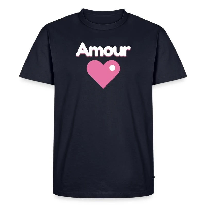 Amour — Cœur rose — T-shirt Premium bio Homme, bleu marine