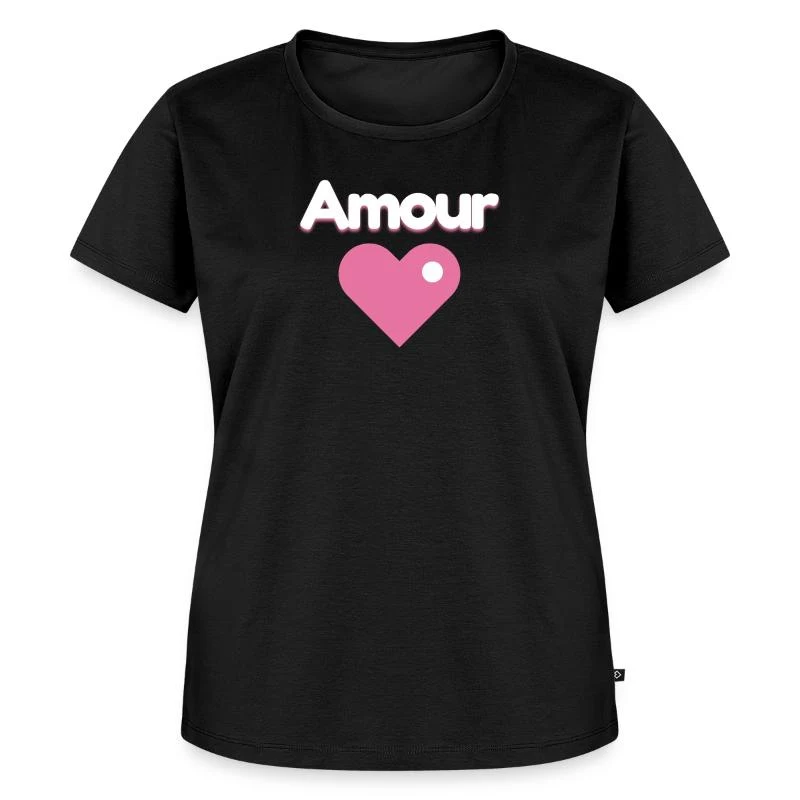 Amour — Cœur rose — T-shirt Premium bio Femme, noir