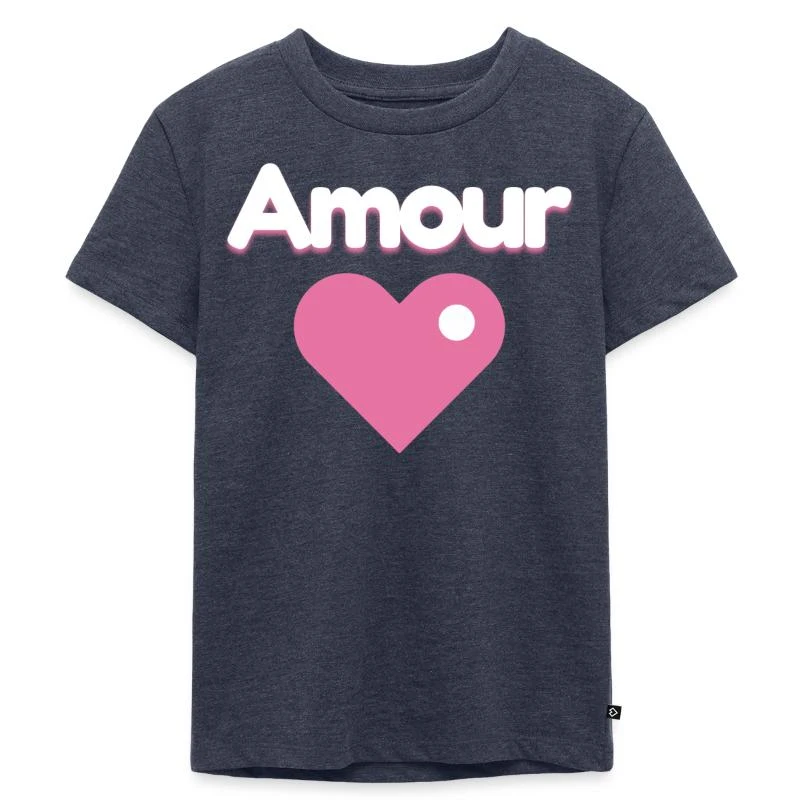 Amour — Cœur rose — T-shirt Premium bio Enfant, bleu jeans