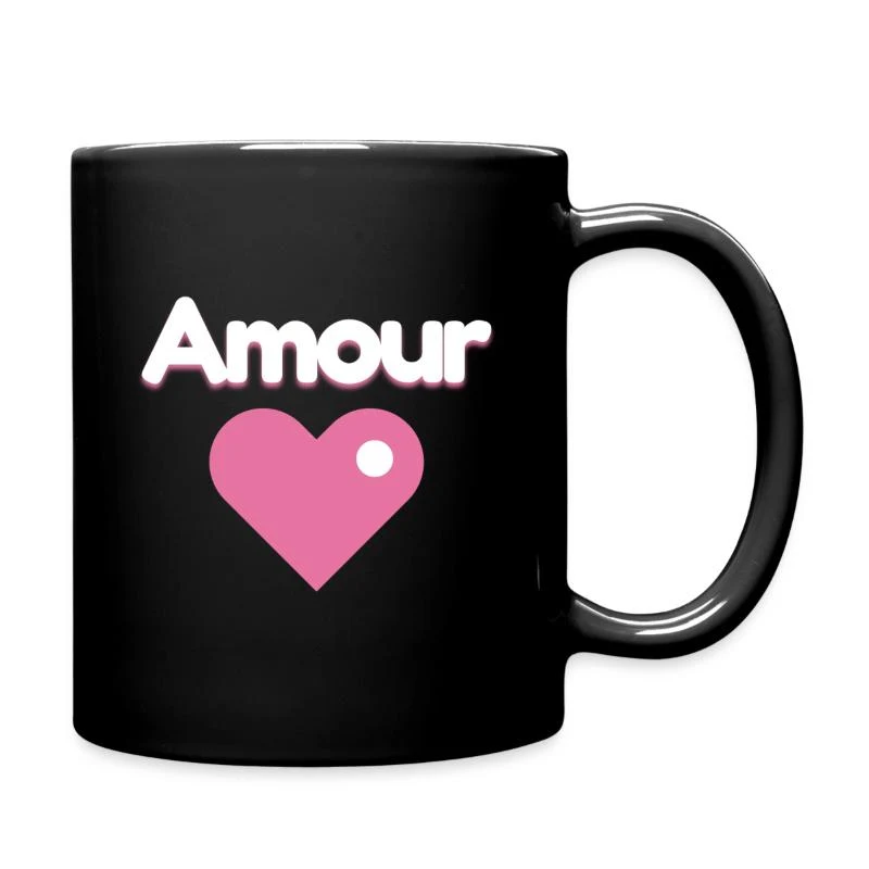 Amour — Cœur rose — Mug uni, noir