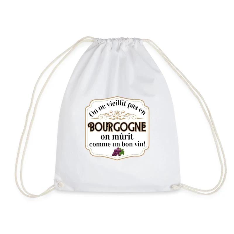 On mûrit comme un bon vin — Cartouche doré — Sac de sport léger, blanc