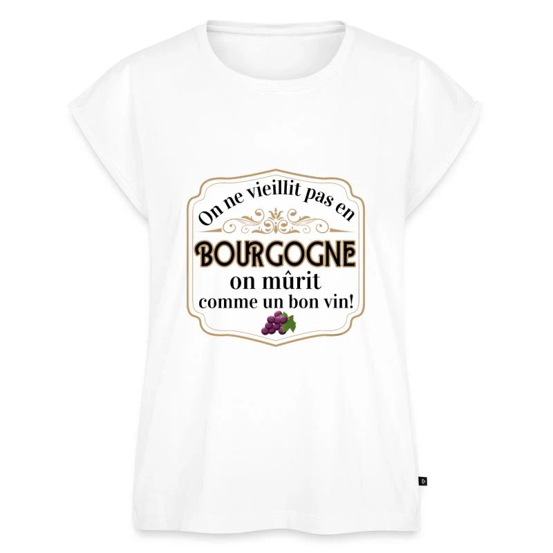 On mûrit comme un bon vin — Cartouche doré — Haut bio Premium Femme, blanc