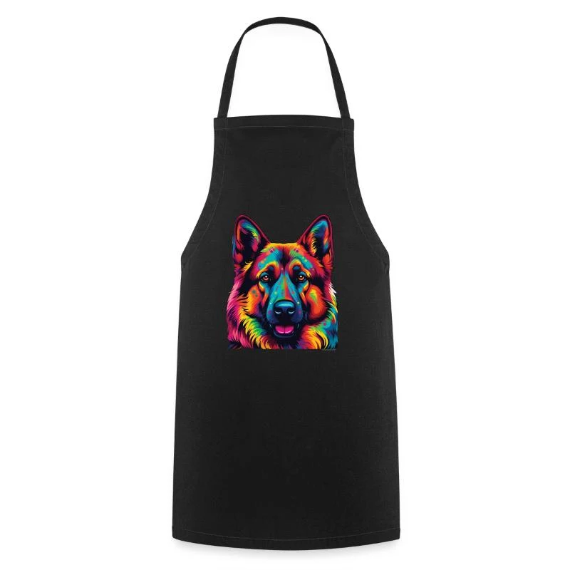 Berger allemand — Portrait pop art — Tablier de cuisine, noir