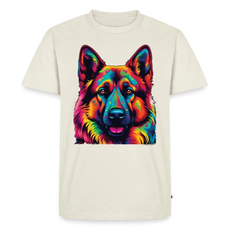 Berger allemand — Portrait pop art — T-shirt Premium bio Homme, blanc cassé