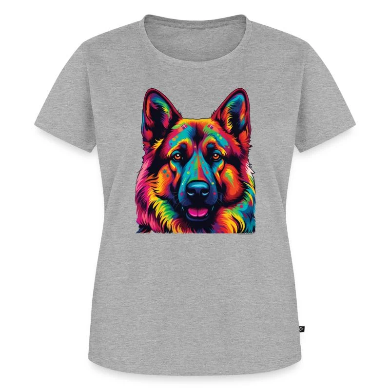 Berger allemand — Portrait pop art — T-shirt Premium bio Femme, gris chiné