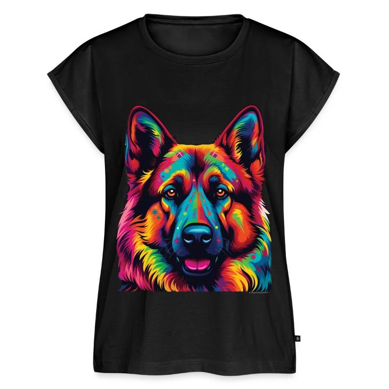 Berger allemand — Portrait pop art — Haut bio Premium Femme, noir