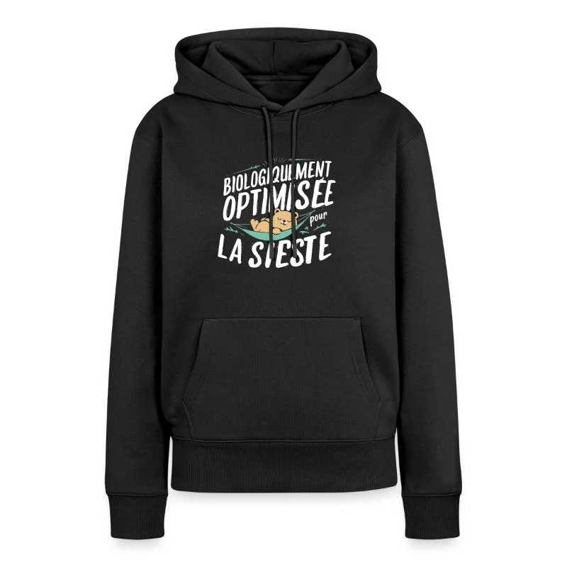 Biologiquement optimisée pour la sieste — Sweat à capuche Premium bio Femme, noir