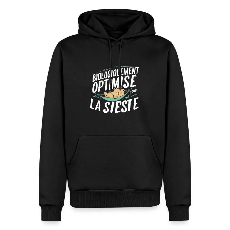 Biologiquement optimisé pour la sieste — Sweat à capuche Premium bio Homme, noir