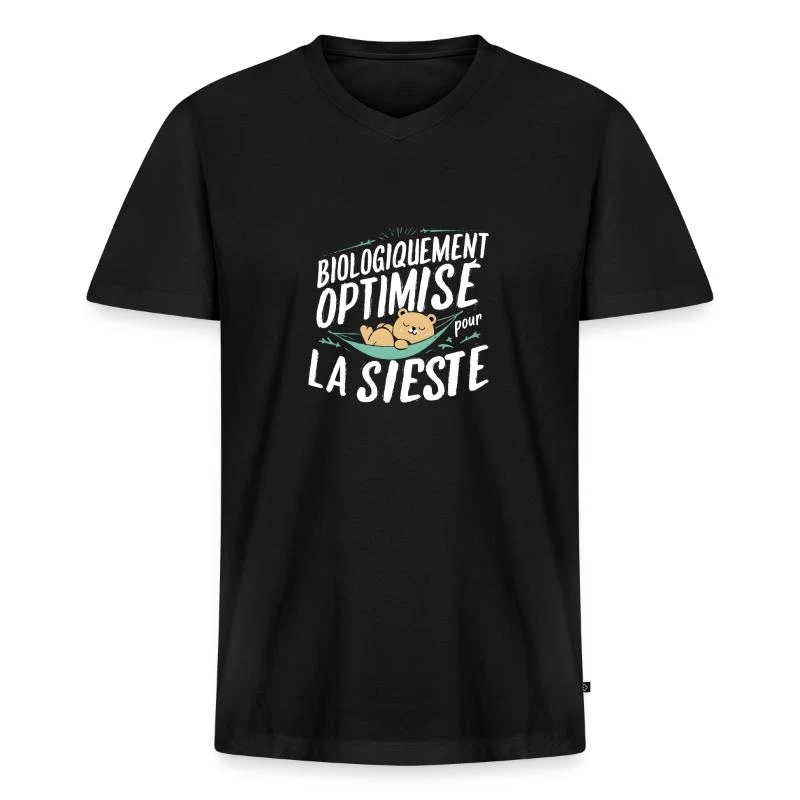 Biologiquement optimisé pour la sieste — T-shirt encolure en V Premium bio Homme, noir