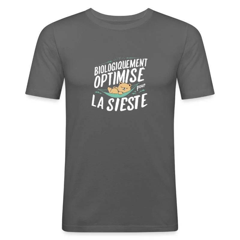 Biologiquement optimisé pour la sieste — T-shirt près du corps Homme, gris graphite