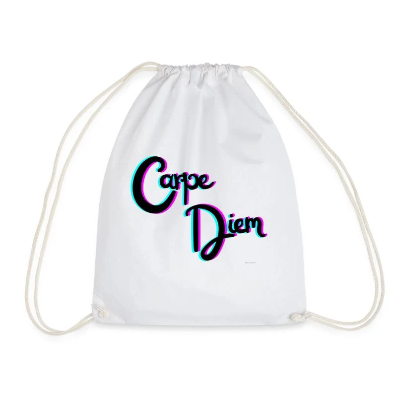 Carpe Diem — Typographie rose et turquoise — Sac de sport léger, blanc