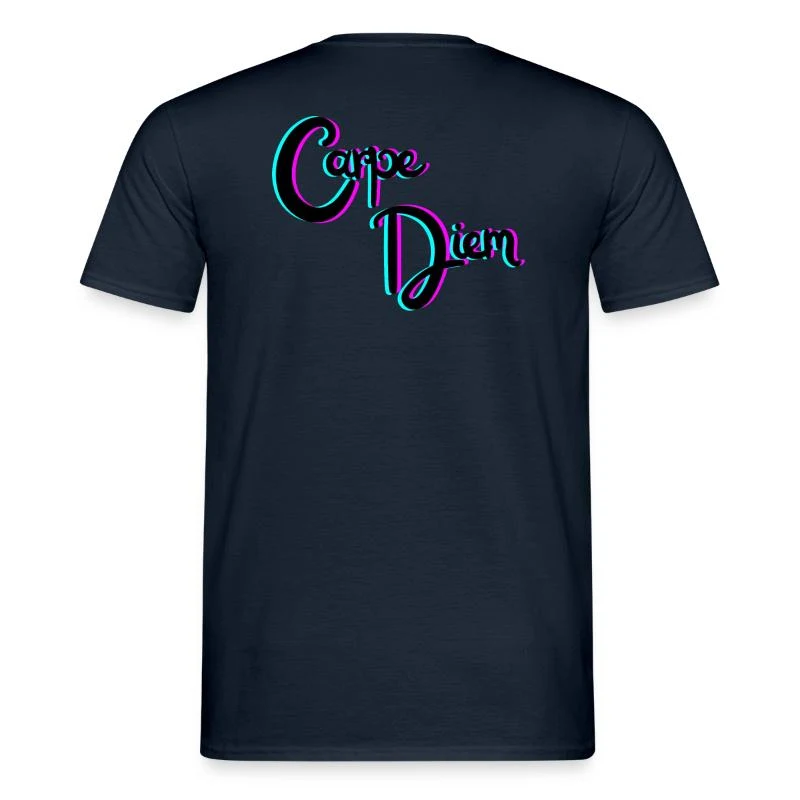 Carpe Diem — Typographie rose et turquoise — T-shirt homme, marine