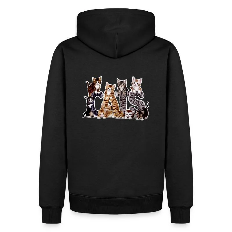 Cats — L’alphabet félin — Sweat à capuche Premium bio Homme, noir