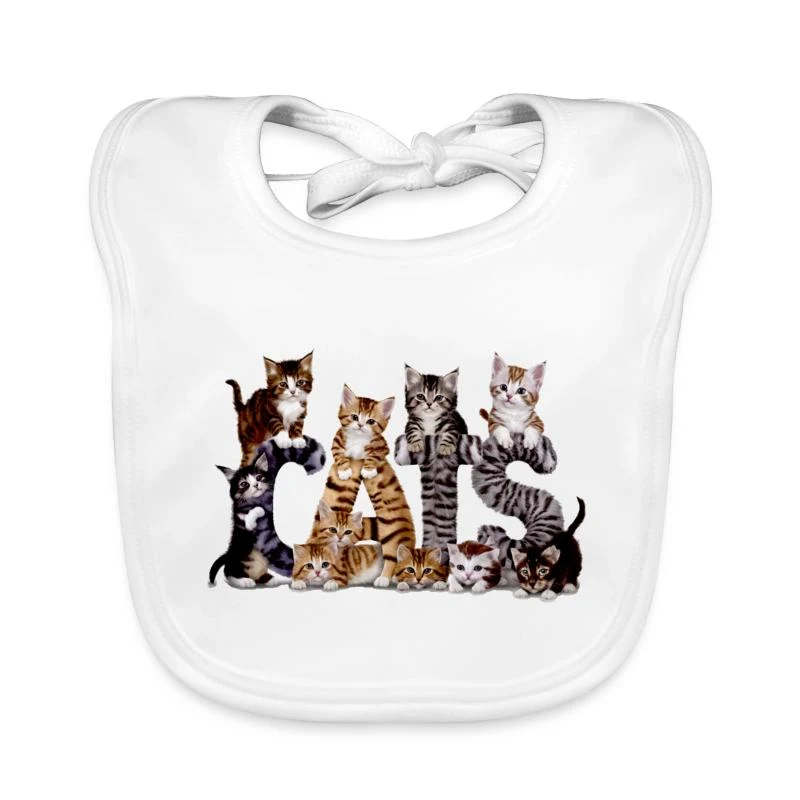 Cats — L’alphabet félin — Bavoir bio Bébé, blanc
