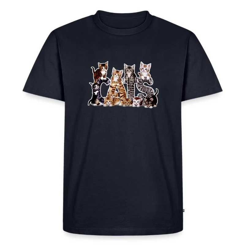 Cats — L’alphabet félin — T-shirt Premium bio Homme, bleu marine