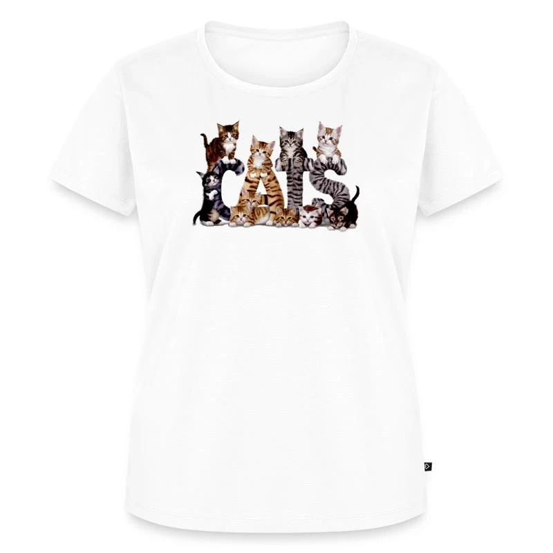 Cats — L’alphabet félin — T-shirt Premium bio Femme, blanc