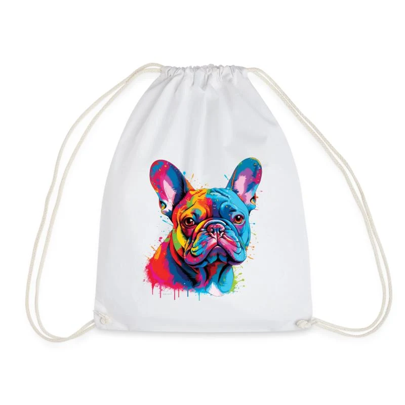 Bouledogue français — Portrait pop art — Sac de sport léger, blanc