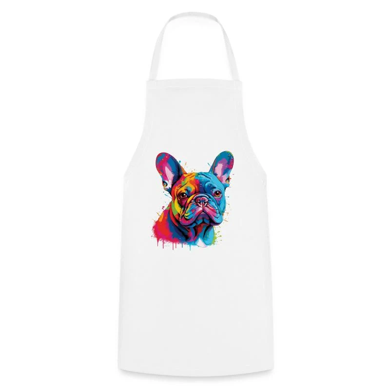 Bouledogue français — Portrait pop art — Tablier de cuisine, blanc