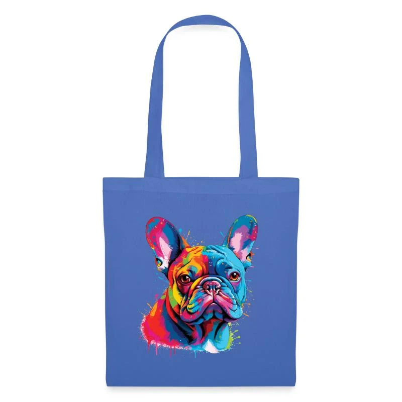 Bouledogue français — Portrait pop art — Sac en tissu, bleu pâle