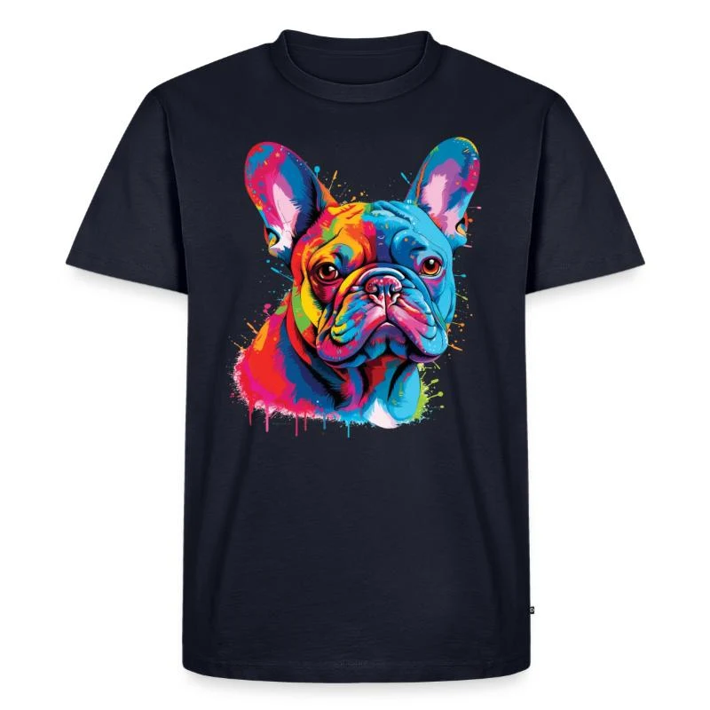 Bouledogue français — Portrait pop art — T-shirt Premium bio Homme, bleu marine