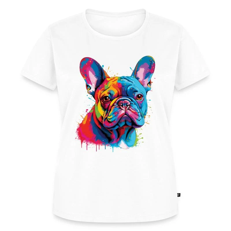 Bouledogue français — Portrait pop art — T-shirt Premium bio Femme, blanc