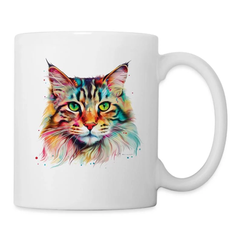 Chat Maine Coon — Portrait pop art — Mug blanc, blanc