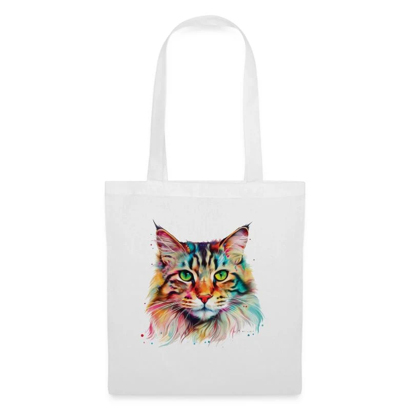 Chat Maine Coon — Portrait pop art — Sac en tissu, blanc