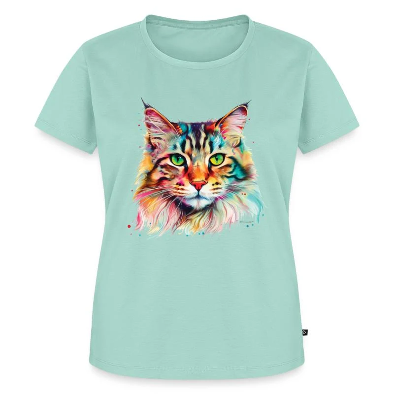 Chat Maine Coon — Portrait pop art — T-shirt Premium bio Femme, menthe