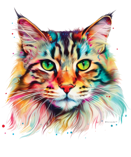 Chat Maine Coon — Portrait pop art