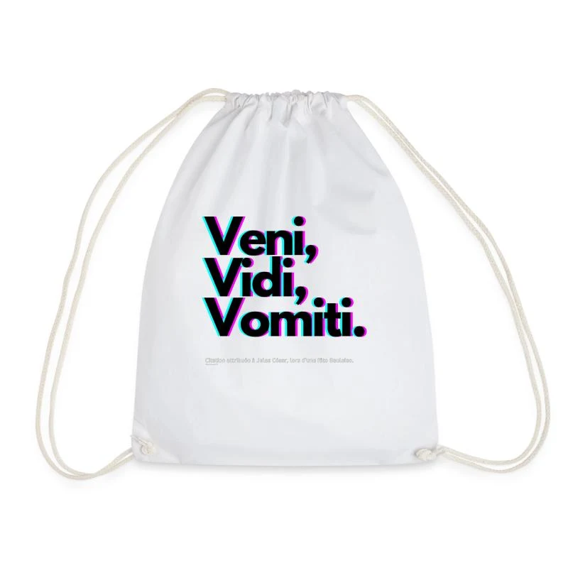 Veni, Vidi, Vomiti — Parodie latine — Sac de sport léger, blanc