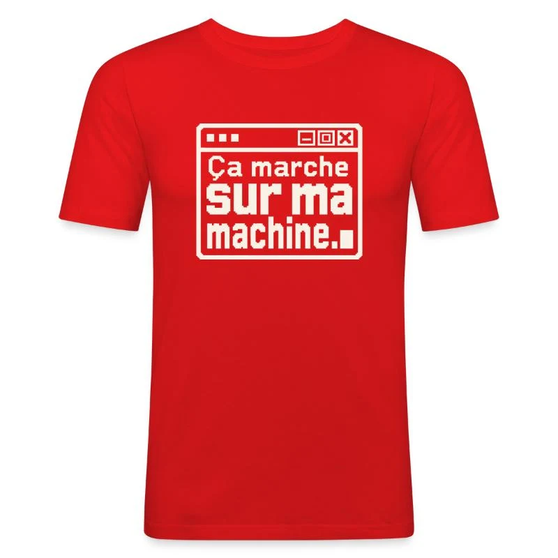 Ça marche sur ma machine — T-shirt près du corps Homme, rouge