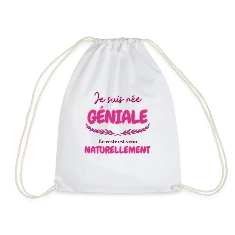 Je suis née géniale — Sac de sport léger, blanc
