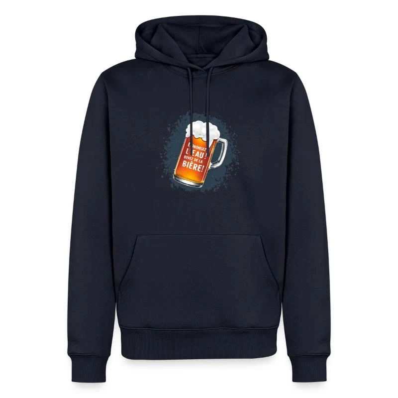 Économisez l’eau ! Buvez de la bière ! — Sweat à capuche Premium bio Homme, bleu marine