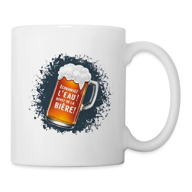 Économisez l’eau ! Buvez de la bière ! — Mug blanc, blanc