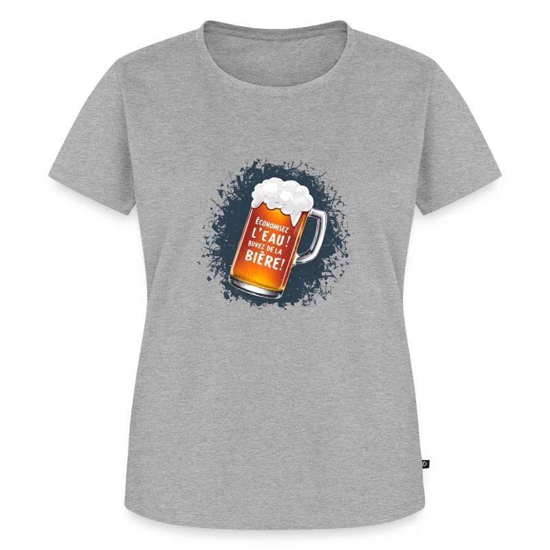 Économisez l’eau ! Buvez de la bière ! — T-shirt Premium bio Femme, gris chiné