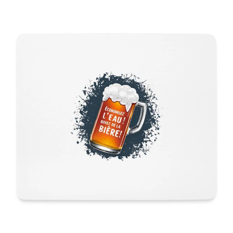 Économisez l’eau ! Buvez de la bière ! — Tapis de souris (format paysage), blanc