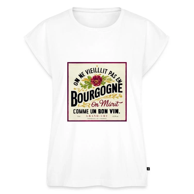 On mûrit comme un bon vin — Étiquette bourguignonne — Haut bio Premium Femme, blanc
