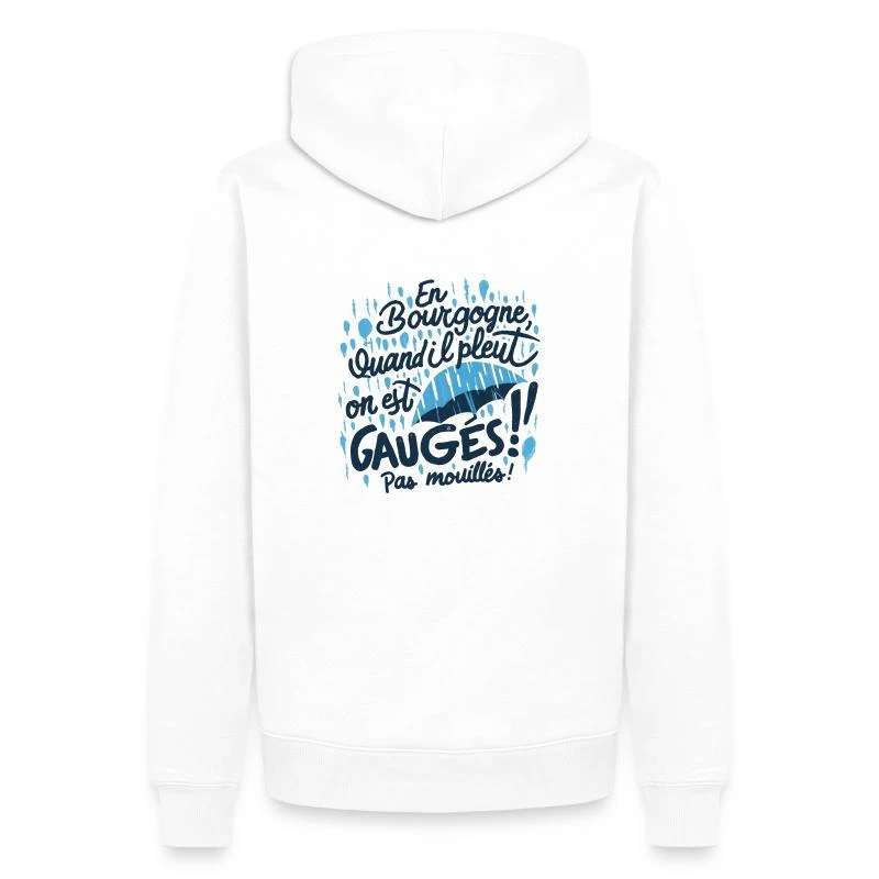 En Bourgogne, on est gaugés ! — Sweat à capuche Premium bio Homme, blanc