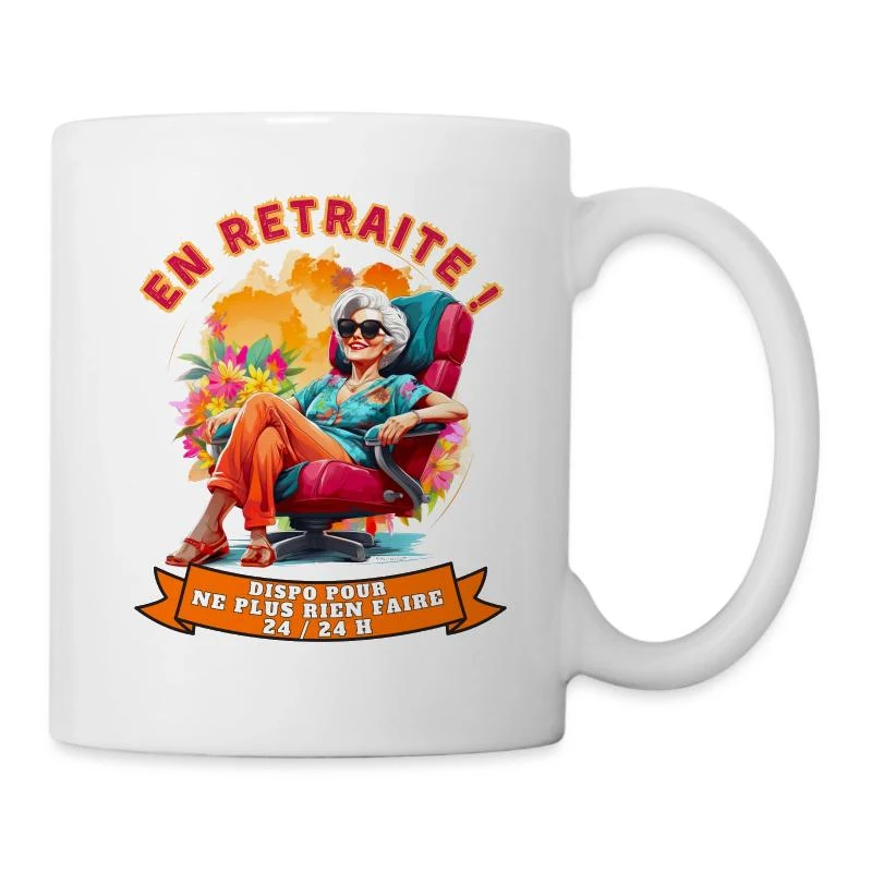 En retraite ! — Fauteuil rouge et soleil — Mug blanc, blanc